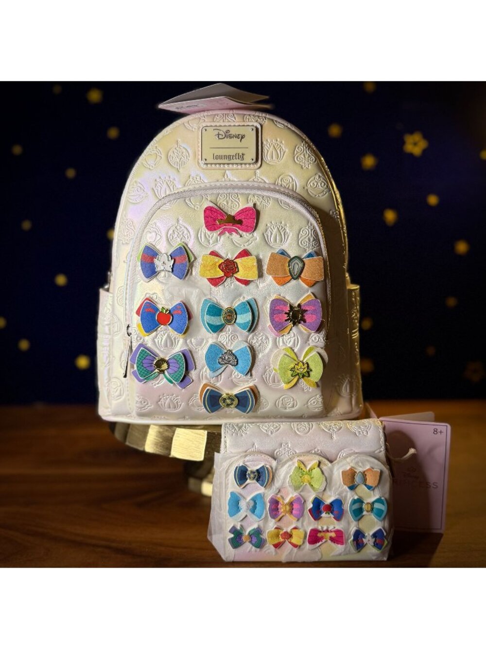NWT Loungefly Disney Princess Bows Mini Backpack & Wallet